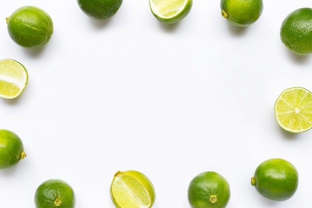 Frame made of limes isolated on white