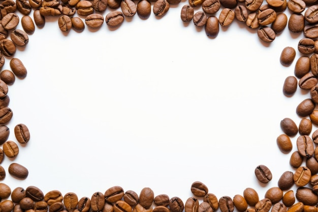 Photo frame made of many coffee beans with blank area in the middle