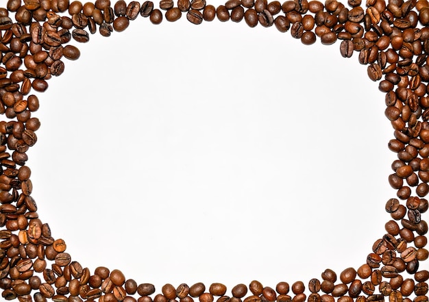 写真 テキスト用のスペースを持つコーヒー豆で作られたフレーム