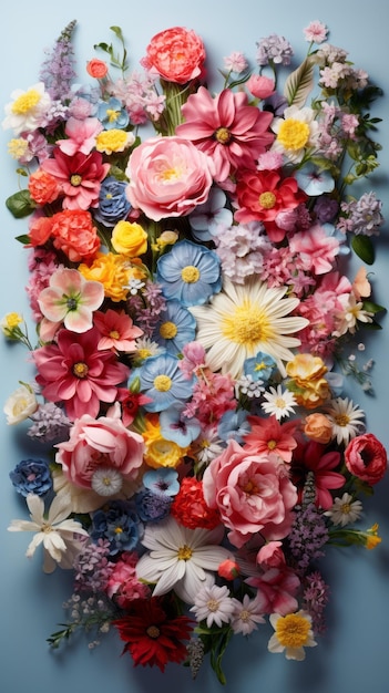 Photo a frame made out of wild flowers