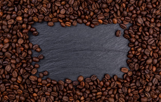 블랙 테이블, 평면도에 볶은 커피 콩의 만든 프레임