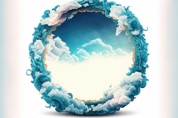 Frame made with covered white cloud in the sky in circle shape