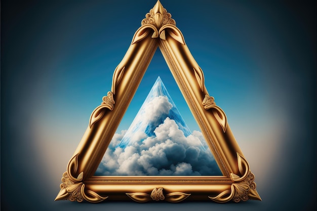 Frame made with covered white cloud in the sky in triangle shape