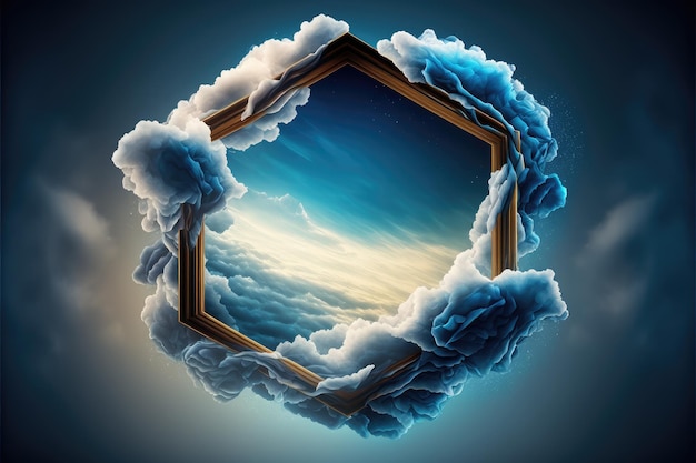 Frame made with white cloud in the sky in circle shape