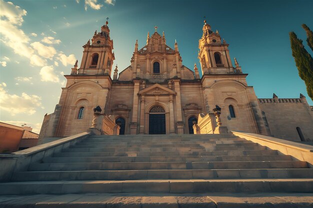 Photo frame of majestic old cathedral