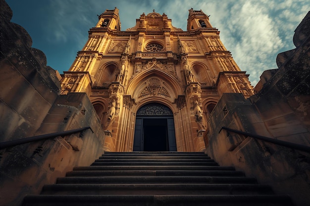 Photo frame of majestic old cathedral