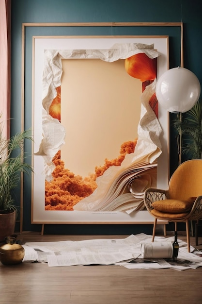 Frame met abstracte vorm en interieur