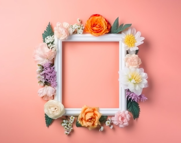 Frame met bloemendecoratie Generatieve AI