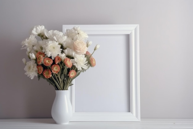 Frame met boeket bloemen Ai generatief