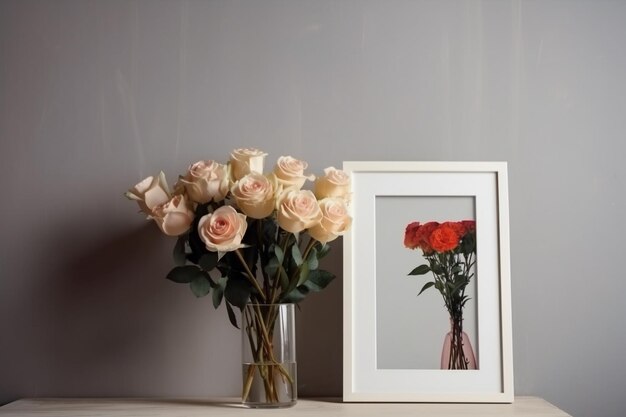 Frame met boeket bloemen Ai generatief