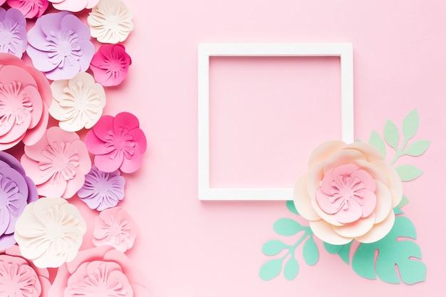 Foto frame met florale papieren decoratie