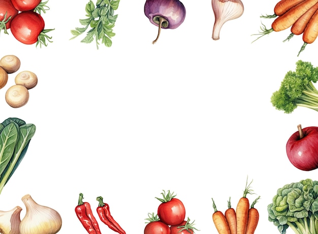 Frame met verse groenten met kopieerruimte Illustratie van de achtergrond van groenten