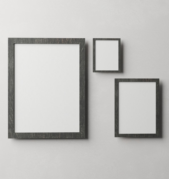 Frame mock up in empty room on white grunge wall, two wooden
frames standing, 3d render. minimal design. blank frame mockup. 3d
illustrations. ready to be used put your ar in it, copy space