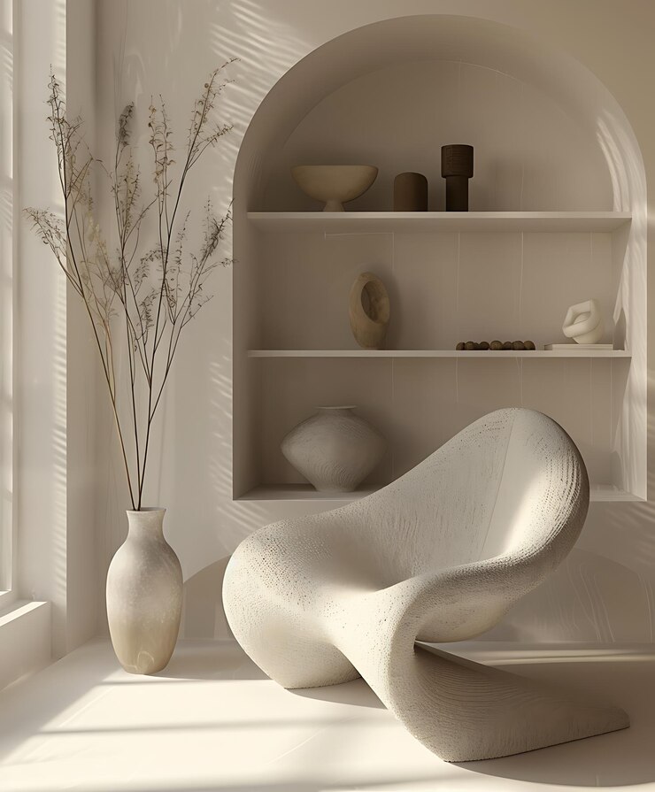 Frame mock up on Living Room Minimalist Corner with Soft Shadows and Artistic Decor Generative Ai