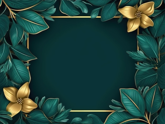 Frame mock-up met bladeren en bloemen