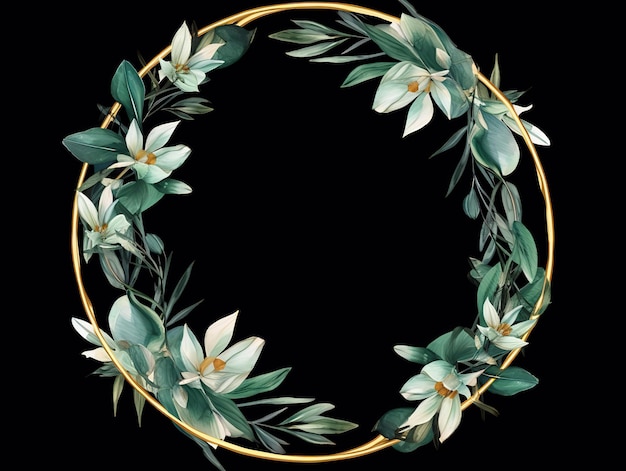 Frame mock up with leaves and flowers