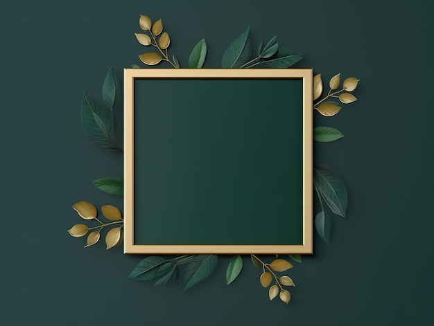 Frame mock up with leaves and flowers