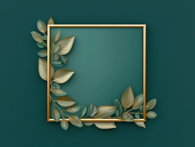 Frame mock up with leaves and flowers