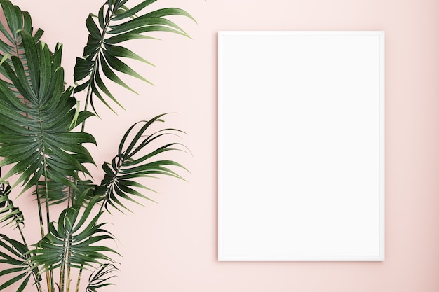 Frame mockup A4 op een roze achtergrond