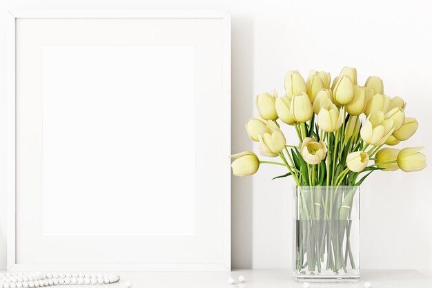 Frame mockup and flowers