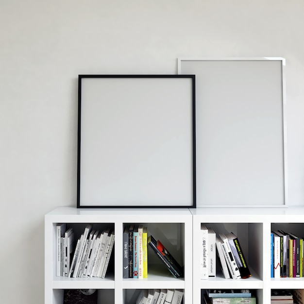 Frame mockup inteior kast met boeken