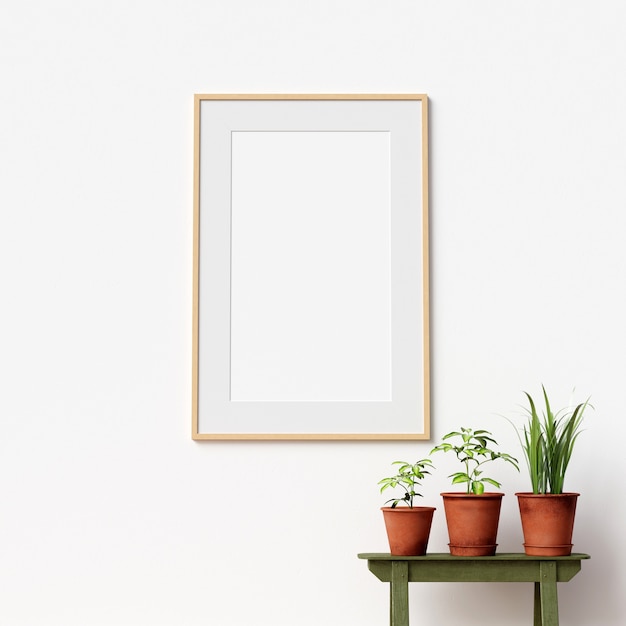 Frame mockup interieur met plantdecoratie