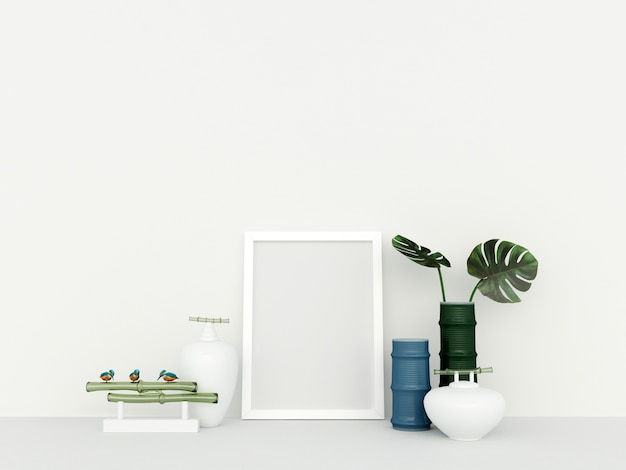 Frame Mockup Interieur Witte muur met decoratie