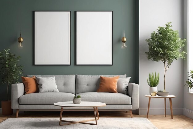 Frame mockup ISO A paper size Living room wall poster mockup Interior mockup with house background