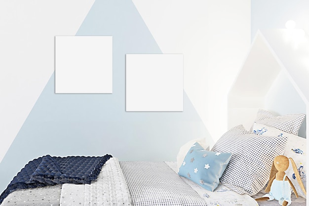 Cornice mockup bambini in camera da letto