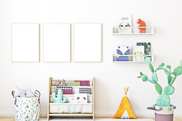 Frame mockup kinderkamer set van 3