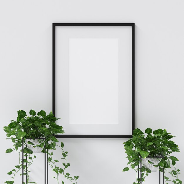 Frame mockup met planten decoratie