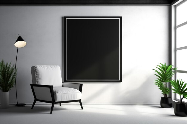 Frame mockup in minimal design room Photo frame mockup Blank painting frame for product display