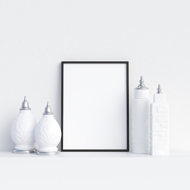 Frame Mockup Poster Mockup in witte interieur met decoratie