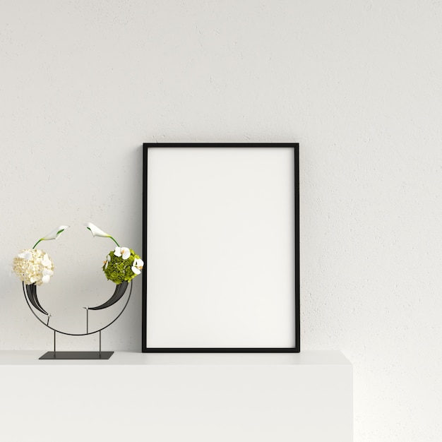 Frame mockup poster mockup interior with decoration