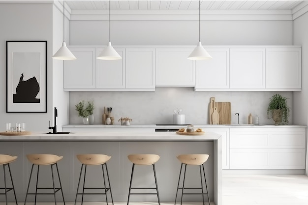 Frame mockup in Scandinavian kitchen interior AI