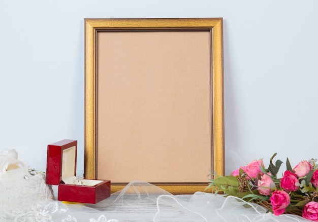 Photo frame mockup for wedding or celebrations anniversary