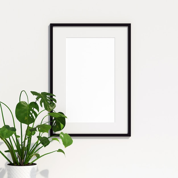 Frame Mockup with Plant Decoration