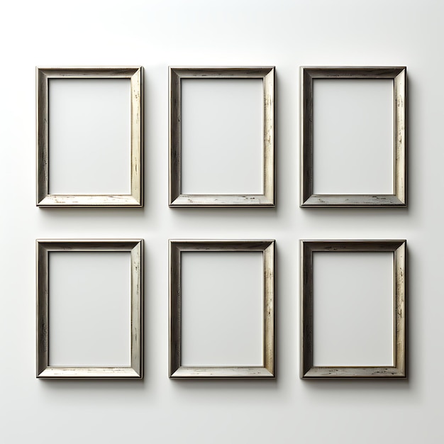 Frame of modern metal frame with a brushed silver appearance used for flat 2d clipart decoration