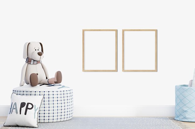 Frame mokcup kids en twee houten frames kleur wit