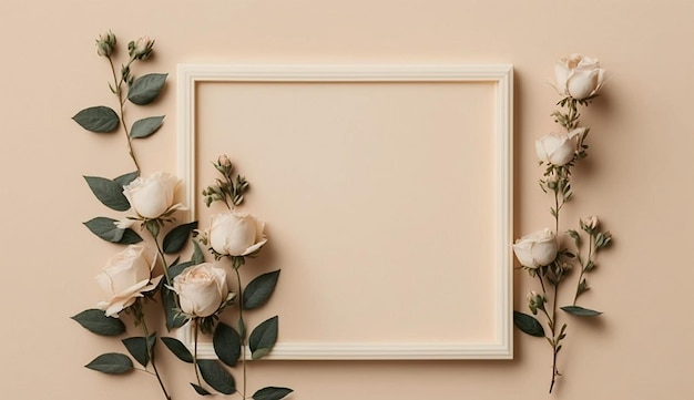 Frame muur bloem 3d mockup achtergrond