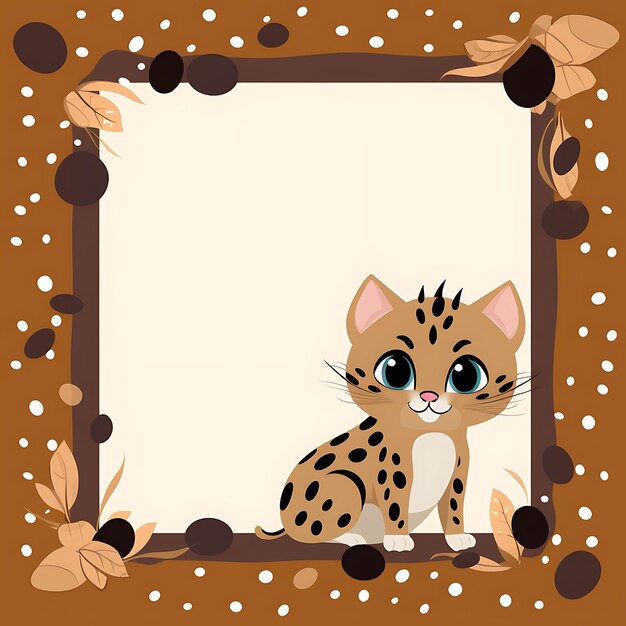 Frame of Ocelot Kitten Craft a Frame Resembling the Playful For Kid 2D Flat Creative Design Art
