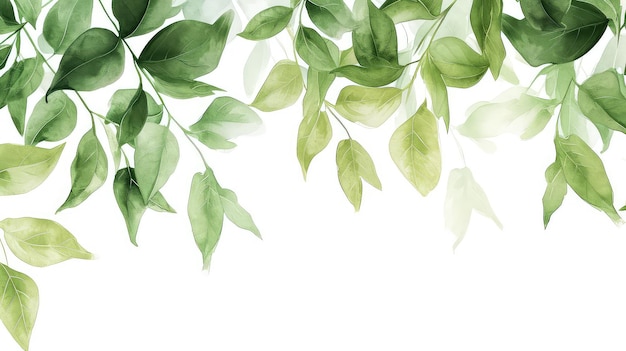 Фото Рамка из зеленых листьев на белом фоне с местом для копирования и текста