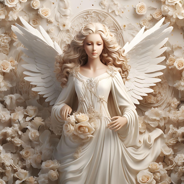平和と希望を象徴する華やかな天使の置物のフレーム、クリスマスの装飾のコンセプトのアイデア