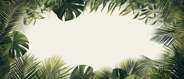 Frame overlay green palm leaves texture with copy space