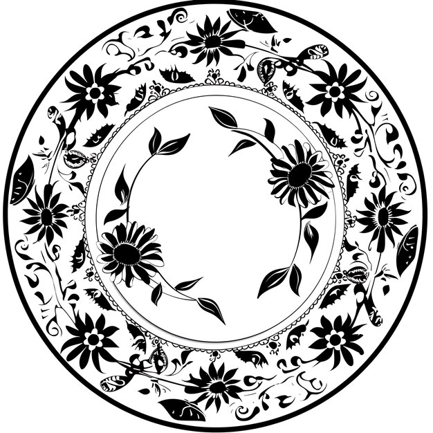 Frame of Painted Plate CNC Art With Sunflowers and Vines for Decorat CNC Die Cut Outline Tattoo