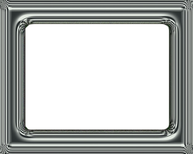 Photo frame for photo or picture imitation metal silver or steel white background