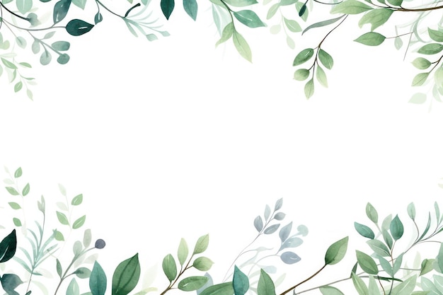 Фото Дизайн каркаса растения летний цветочный зеленый акварель листья декоративный фон природы