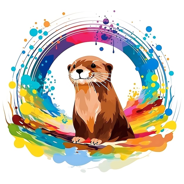 Frame of Playful Asian SmallClawed Otter Designed in the Sh For Kid 2D Flat Creative Design Art