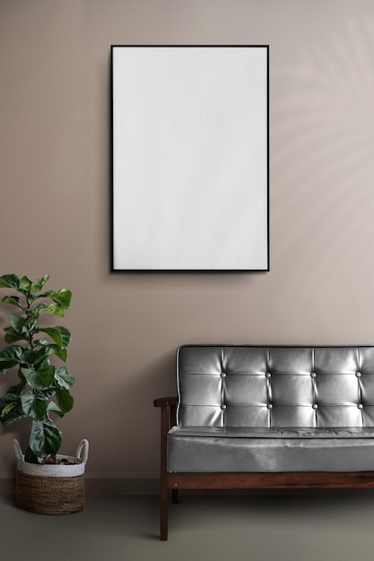 Frame png mockup op de woonkamer muur
