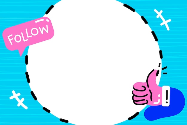 frame png with follow and thumbs up in blue tone